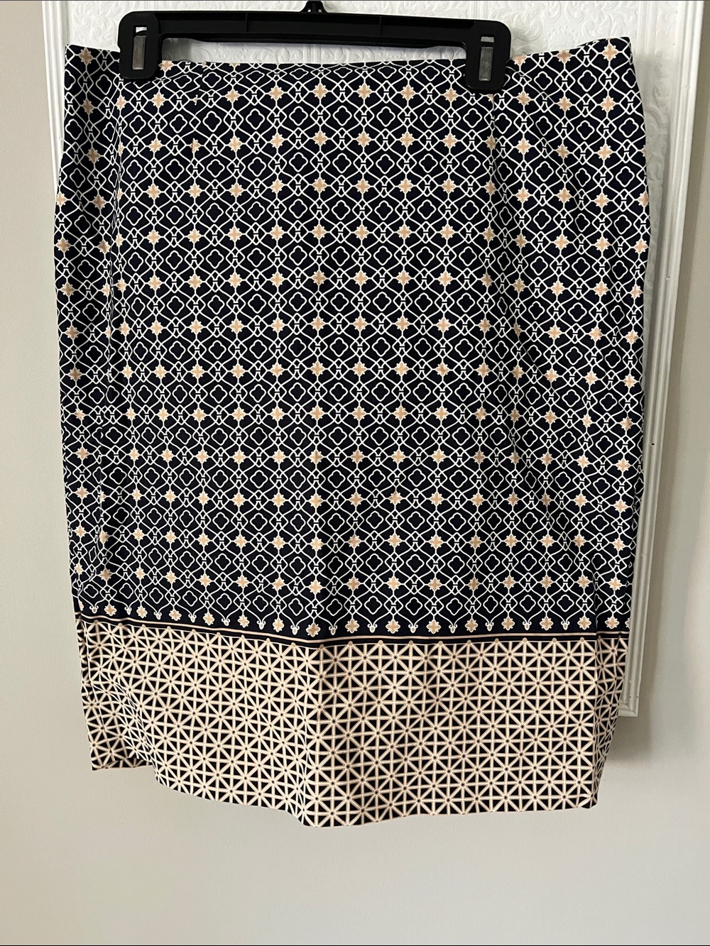 Charter club Geometric Panel Pencil Skirt in Navy and Cream